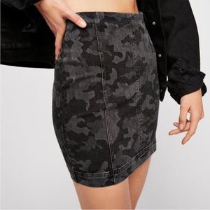 Free People Modern Femme Black Camo Mini Skirt 4